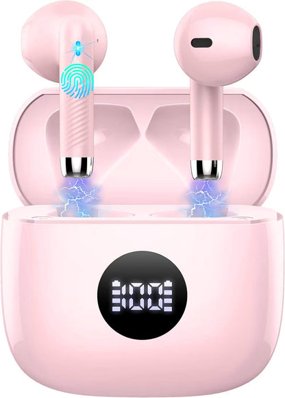 Wireless Earbuds, Bluetooth 5.4 Ear Buds, LED Power Display, 6D Bass Stereo