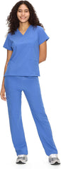 COZYFIT Scrubs for Women Set - V-Neck & Straight Leg Pants with 9 Pockets