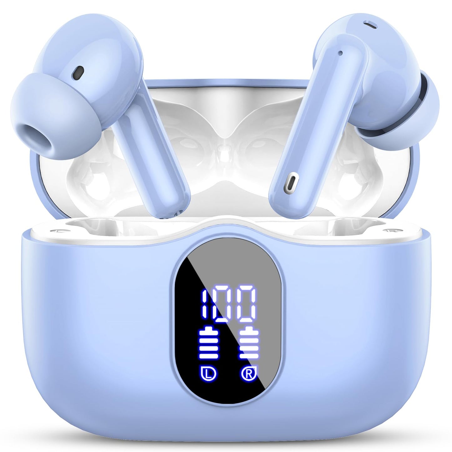 Wireless Earbuds, Bluetooth 5.4 Headphones Bass Stereo/Clear Calls, Black