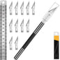 DIYSELF Exacto Knife Set with 10 Extra #11 Blades, 6-Inch Metal Ruler, Pink