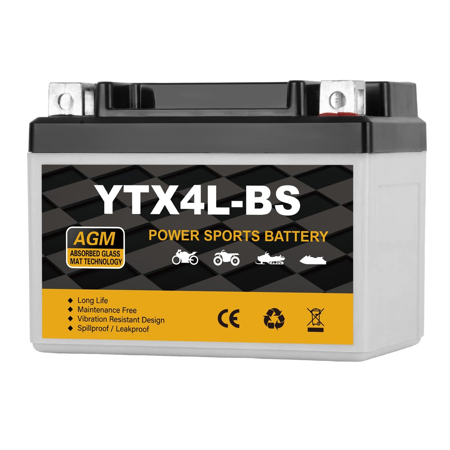 YTX14AH-BS 12V 12Ah Motorcycle Battery, 220CCA Rechargeable Maintenance Free Sealed AGM Battery, Powersport Replacement for ATV, UTV, Scooter
