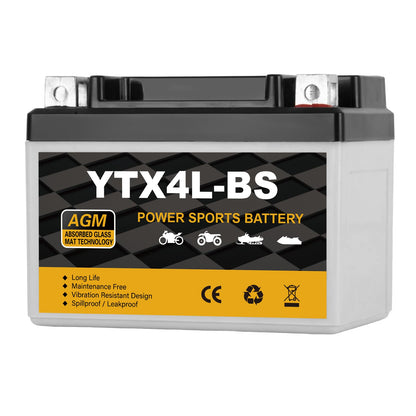 YTX14AH-BS 12V 12Ah Motorcycle Battery, 220CCA Rechargeable Maintenance Free Sealed AGM Battery, Powersport Replacement for ATV, UTV, Scooter