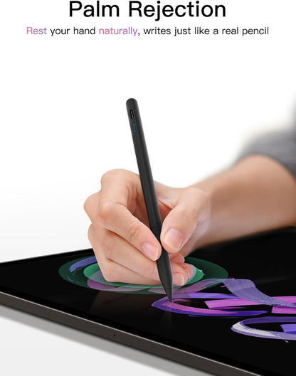 Stylus Pen for ipad 2018-2026, USB-C Fast Charging Pencil, Pixel-Perfect Tilt Sensitivity for iPad 11/10/9/8/7/6/A16, iPad mini 7/6/5, iPad Air M4/3/2 11"/13"/5/4/3, iPad Pro M5/4 13"/12.9″/11″ Black