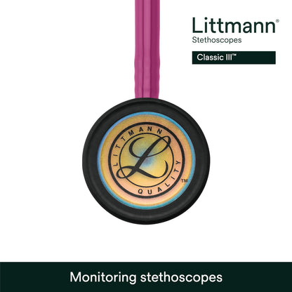 3M Littmann Classic III Monitoring Stethoscope, 5803, More Than 2X as Loud, Weighs Less, Stainless Steel Black-Finish Chestpiece, 27" Black Tube, Stem and Headset