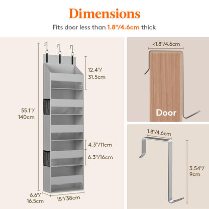 Lifewit 1 Pack Over the Door Organizer, 5 Section Hanging Storage, Beige
