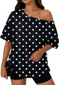 Trendy Queen Womens Off the Shoulder Tops Oversized Summer T-Shirts 2026