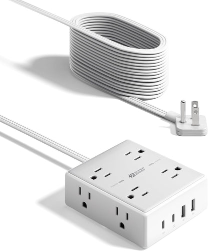 SUPERDANNY Extension Cord,Flat Plug Surge Protector Power Strip,6Ft