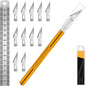 DIYSELF Exacto Knife Set with 10 Extra #11 Blades, 6-Inch Metal Ruler, Pink