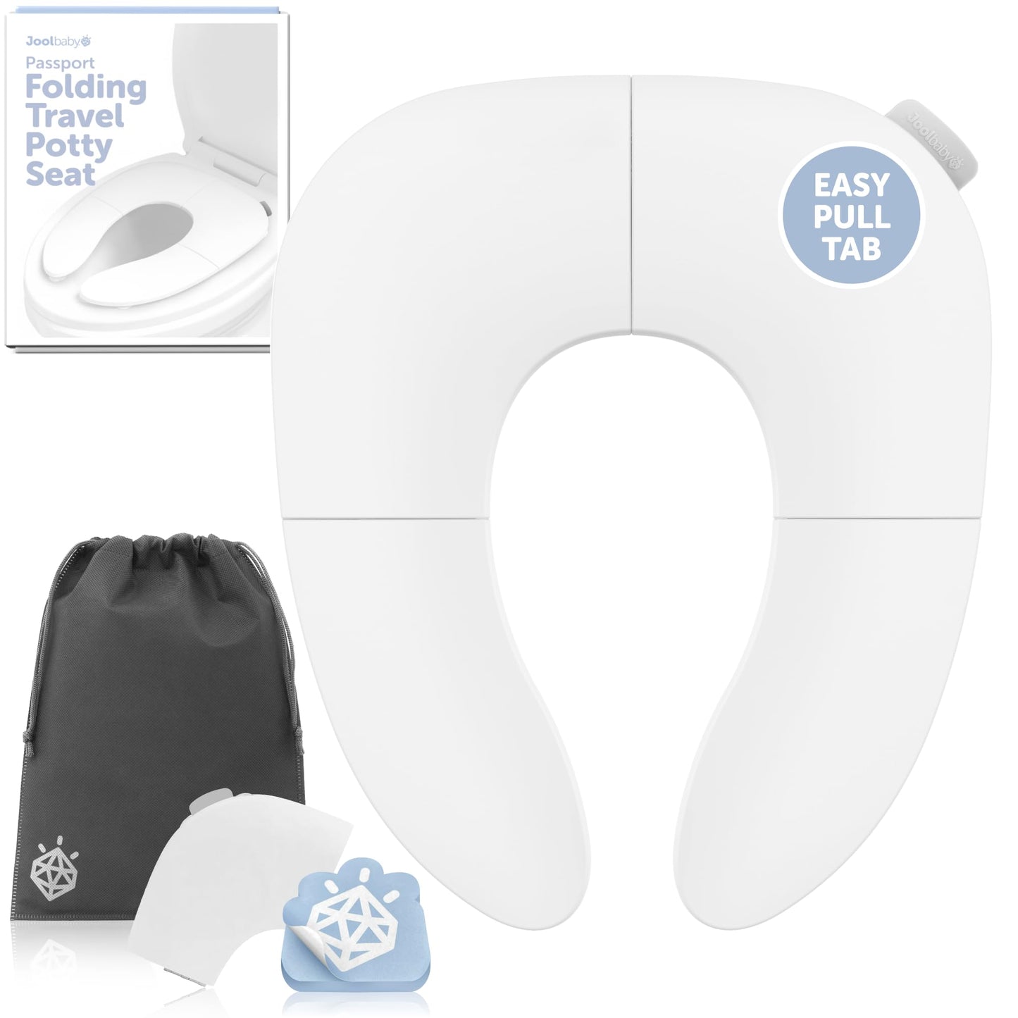 Jool Baby Folding Travel Potty Training Seat – Easy-Remove Pull Tab (Sage)