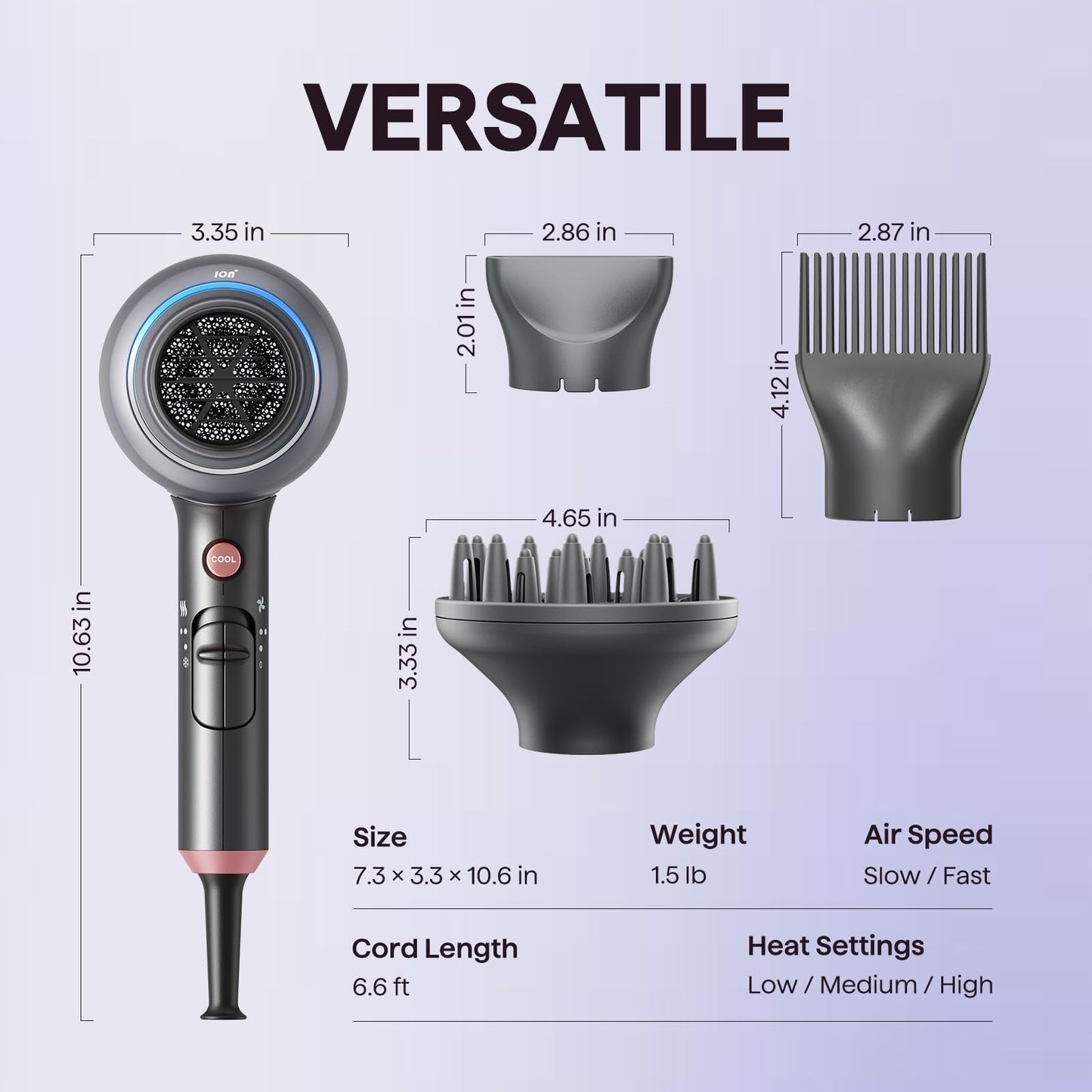 Wavytalk Blown Away Ionic Hair Dryer with Diffuser for Curly Hair
