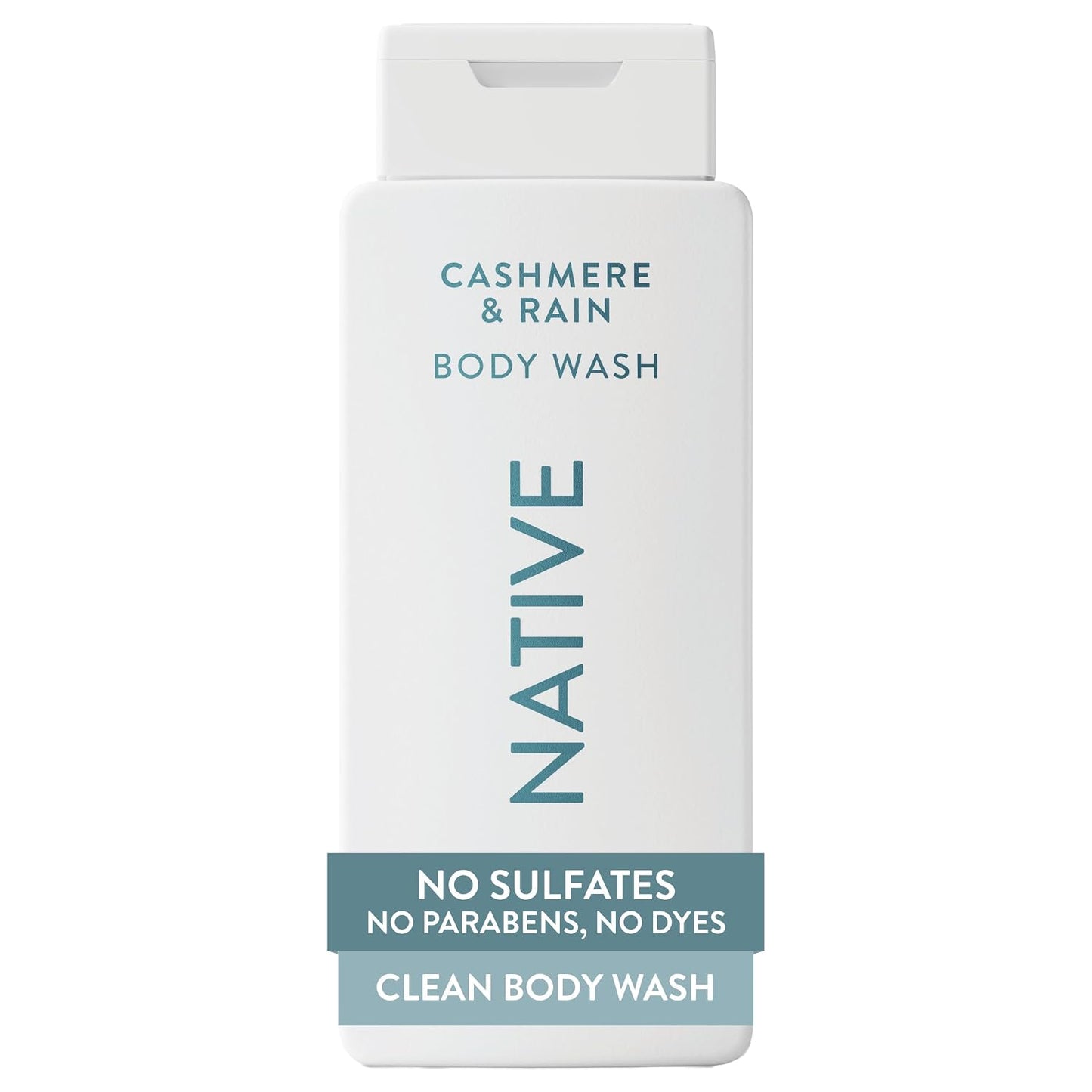 Native Clean Body Wash, Gentle & pH-balanced for Sensitive Skin, 24-Hr Freshness for Women & Men, Vegan & Cruelty-Free, Free of Sulfates, Parabens & Phthalates, Cashmere & Rain, 18 fl oz