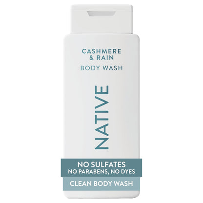 Native Clean Body Wash, Gentle & pH-balanced for Sensitive Skin, 24-Hr Freshness for Women & Men, Vegan & Cruelty-Free, Free of Sulfates, Parabens & Phthalates, Cashmere & Rain, 18 fl oz