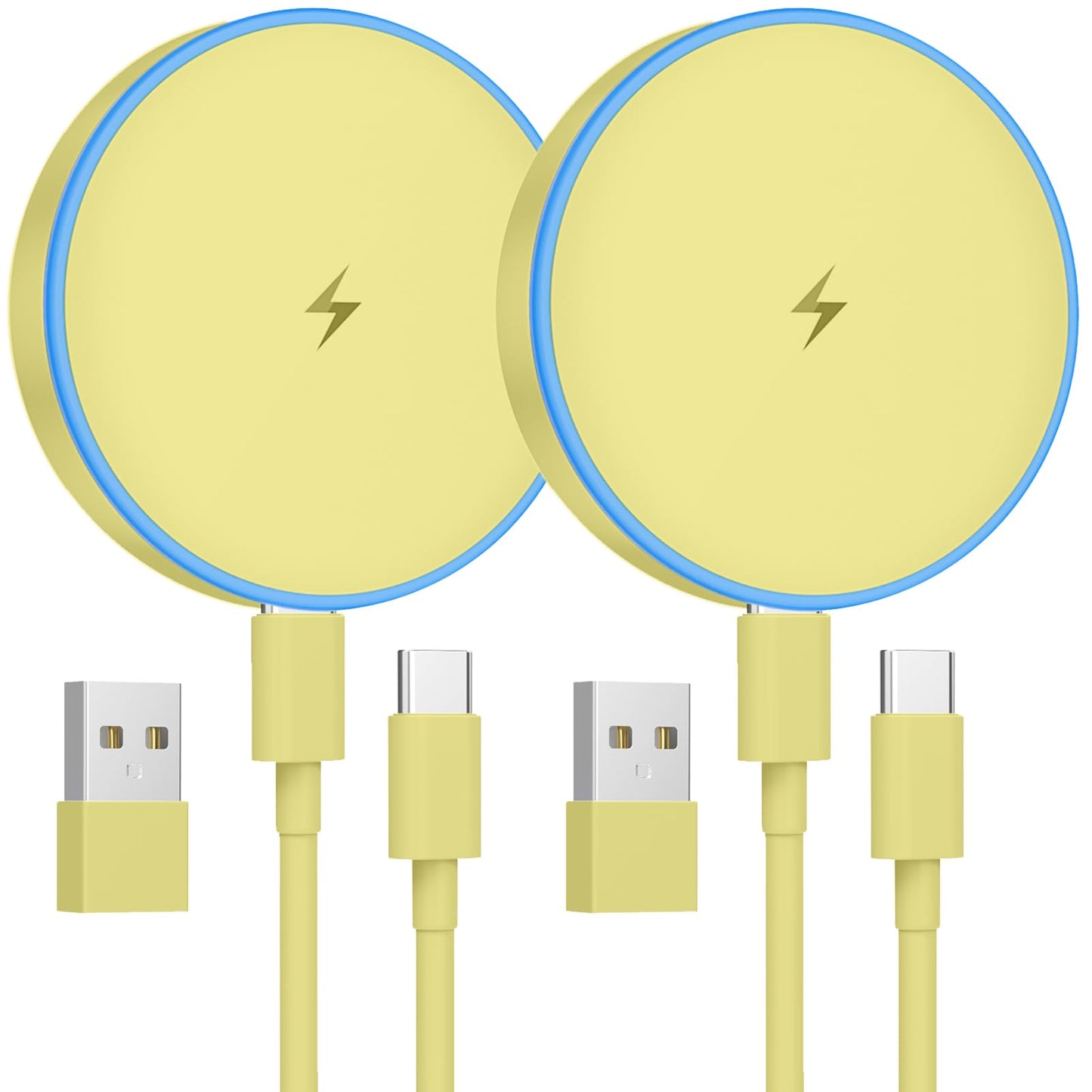 MagSafe Charger 2 Pack 15W Magnetic Wireless Charger Fast Charging Pad Compatible with iPhone 17/16/15/14/13/12 Series & AirPods 3/2/Pro Magnetic MagSafe Charging Pad with Dual Ports-Blue