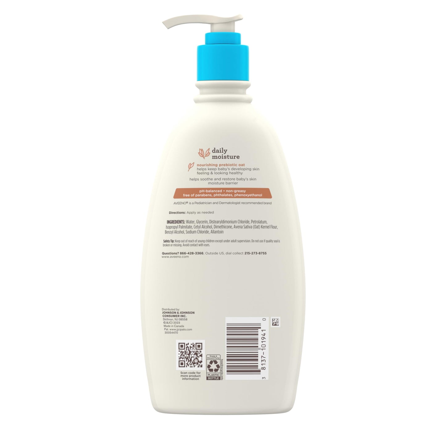 Aveeno Baby Daily Moisture Body Lotion, Fragrance Free, 18 fl. oz
