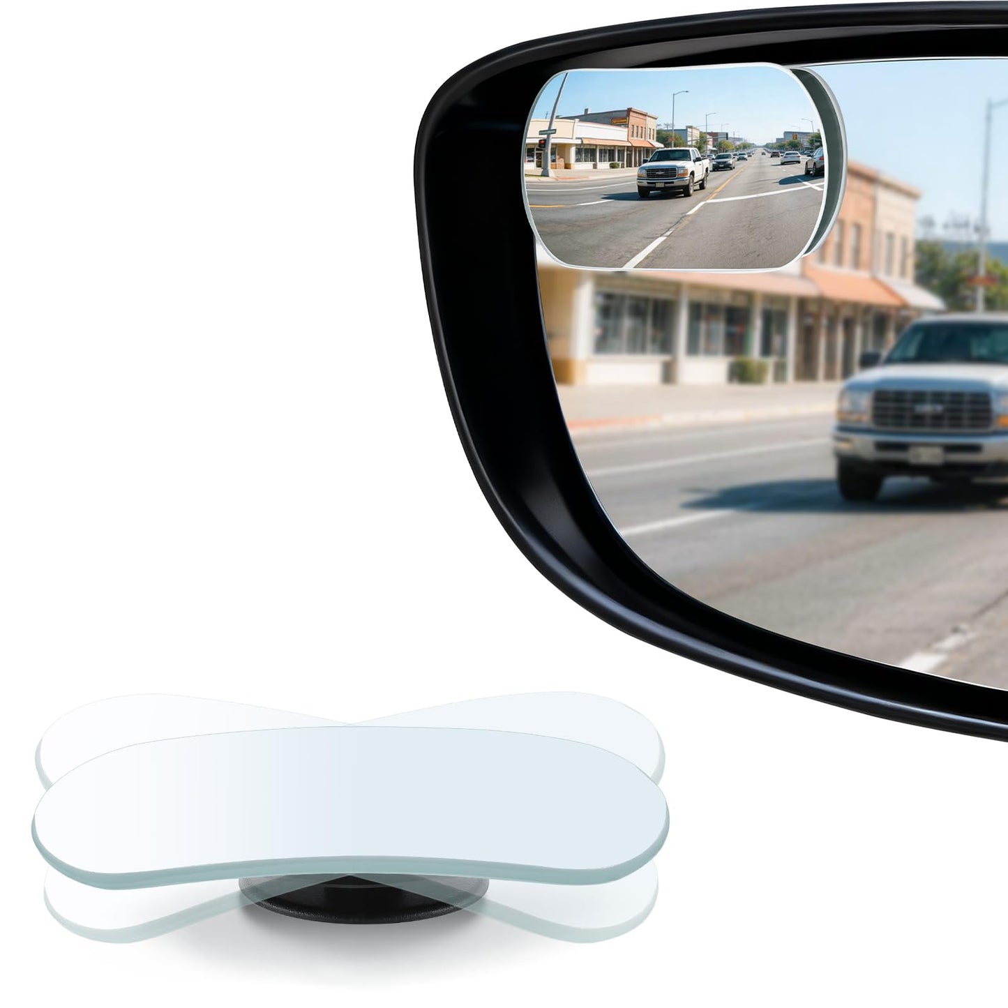 LivTee Blind Spot Mirror, 2" Round HD Glass Frameless Convex Rear View Mirrors Exterior Accessories with Wide Angle Adjustable Stick for Car SUV and Trucks, Pack of 2