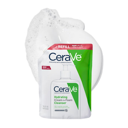 CeraVe Hydrating Cream To Foam Cleanser, Face Wash for Dry Skin, 8 Fl Oz (Pack of 12)