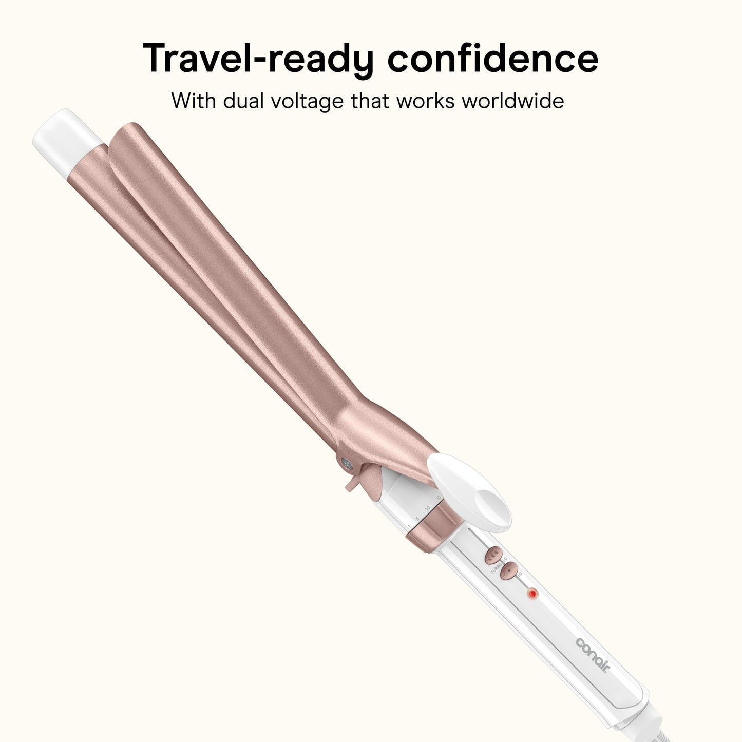 Conair Curling Iron, Double Ceramic, 1" Barrel, White/Rose Gold