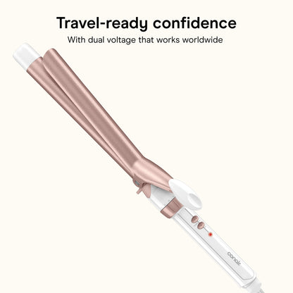 Conair Curling Iron, Double Ceramic, 1" Barrel, White/Rose Gold