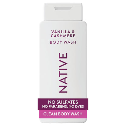 Native Clean Body Wash, Gentle & pH-balanced for Sensitive Skin, 24-Hr Freshness for Women & Men, Vegan & Cruelty-Free, Free of Sulfates, Parabens & Phthalates, Cashmere & Rain, 18 fl oz