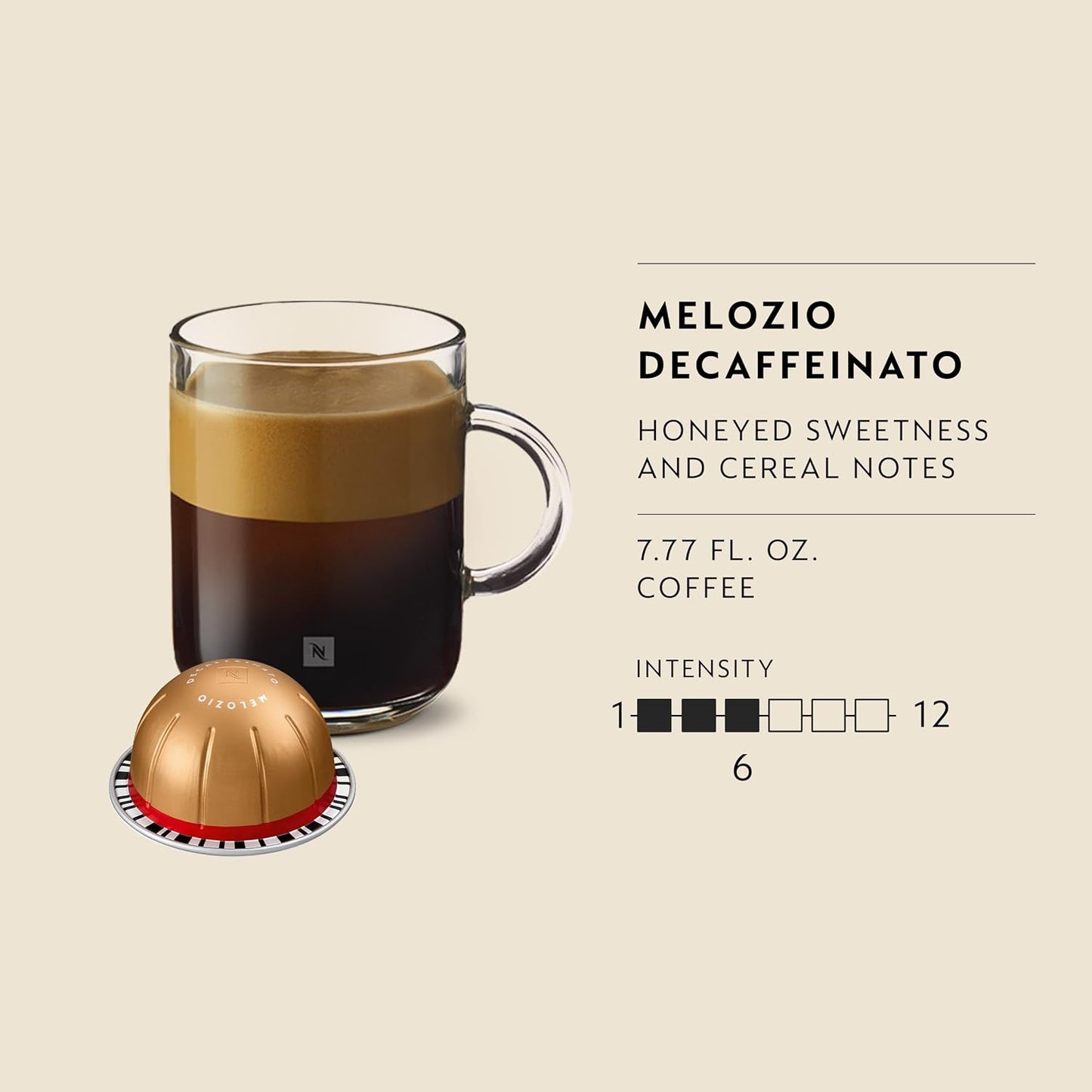 Nespresso Vertuo, Melozio Decaffeinato, 30-Count Espresso Pods