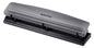 Bostitch Office Premium 3 Hole Punch, 12 Sheet Capacity, Metal, Rubber Base, Easy-Clean Tray, Silver