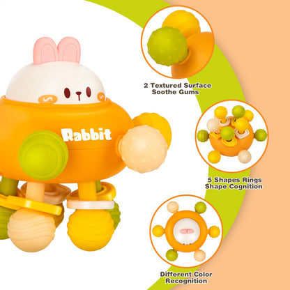 Baby Montessori Sensory Teething Toy 0-6 6-12 Months, Teether Ball & Rattle