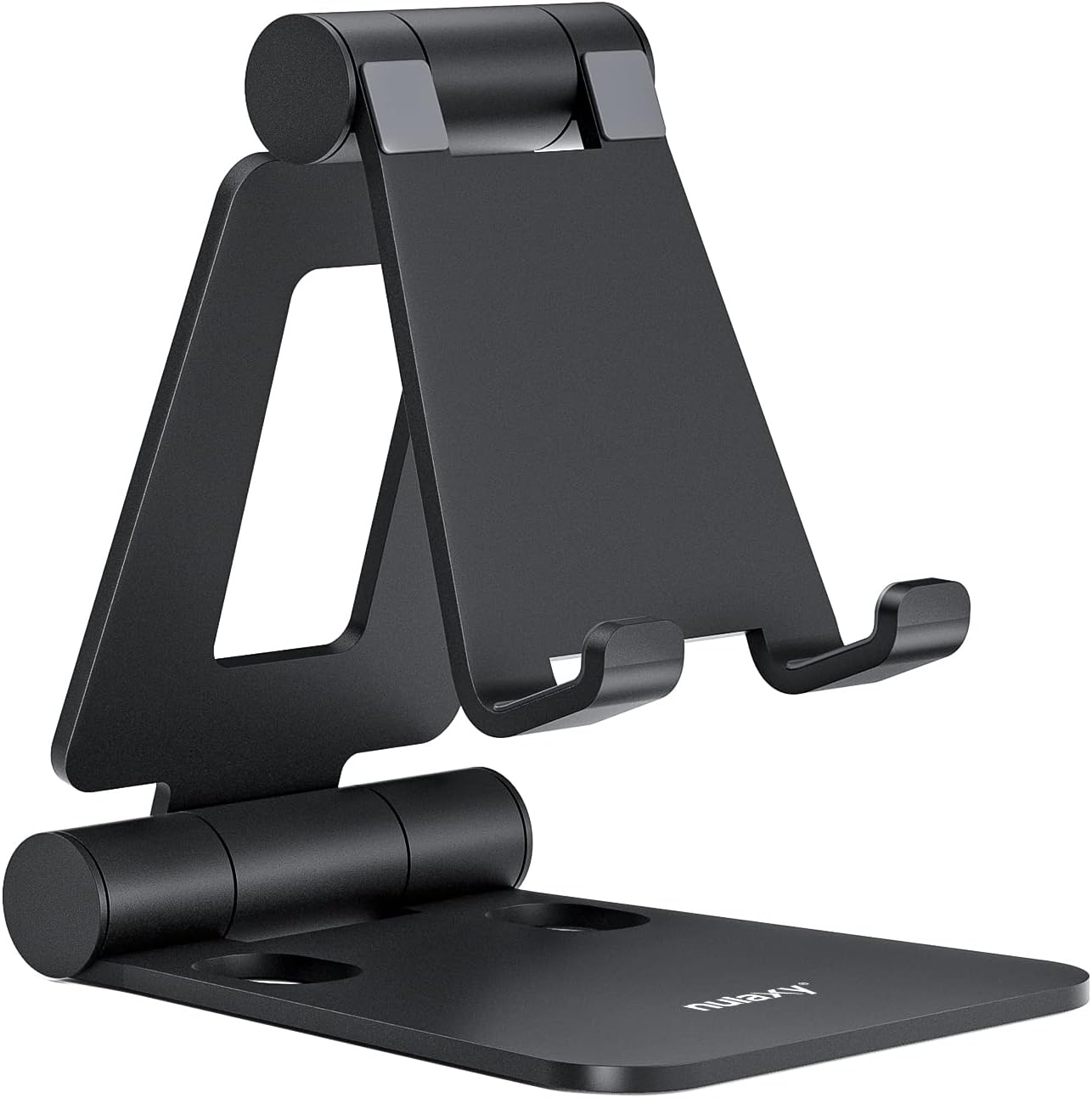 Nulaxy Full Aluminum Dual Folding Cell Phone Stand for Desk, Black