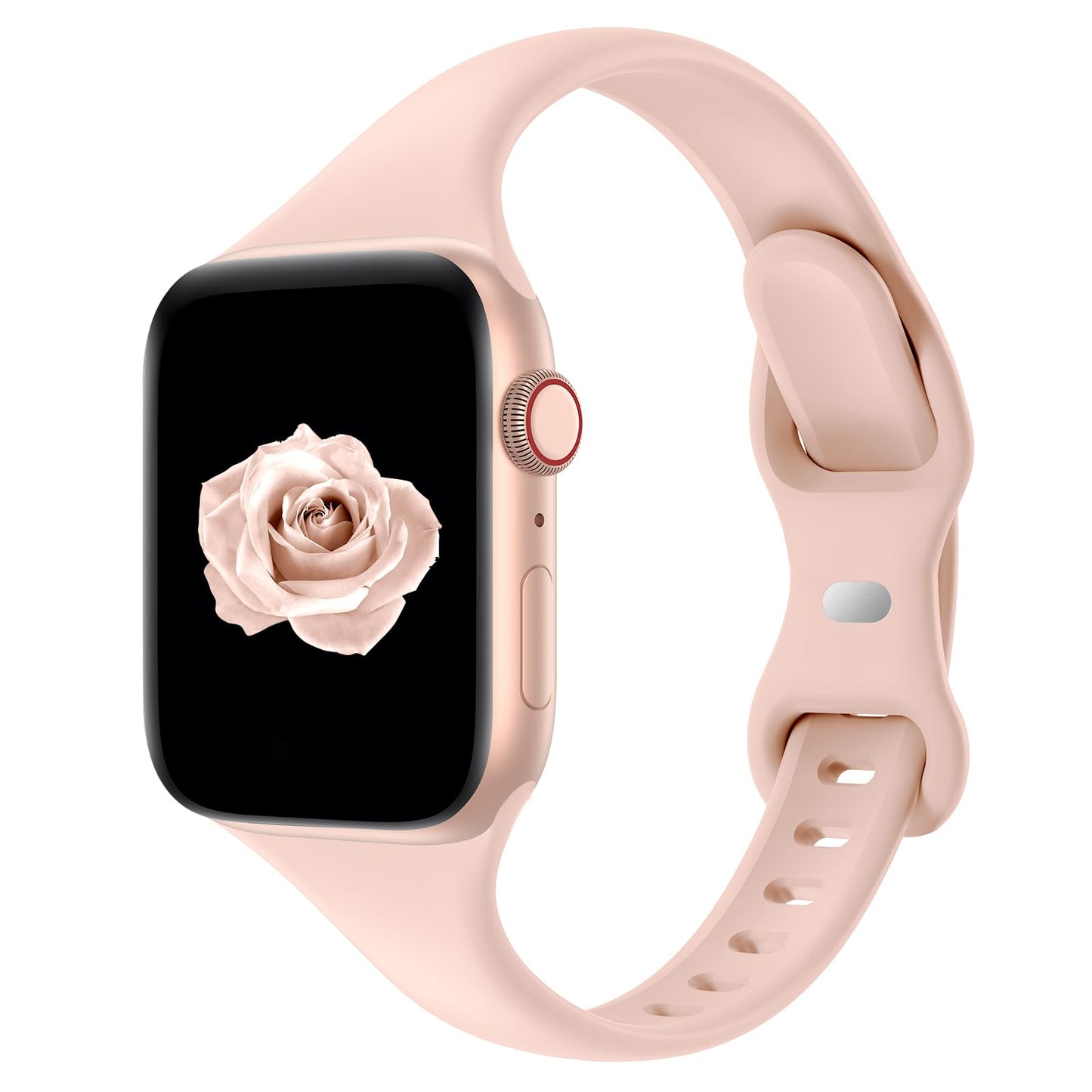 Thin Slim Band Compatible with Apple Watch 38mm 40mm 41mm 42mm 44mm 45mm 46mm 49mm, Replacement Silicone Sport Strap for iWatch Series 11/10/9/8/7/6/5/4/3/2/1 Ultra SE Women Men, Light Blush