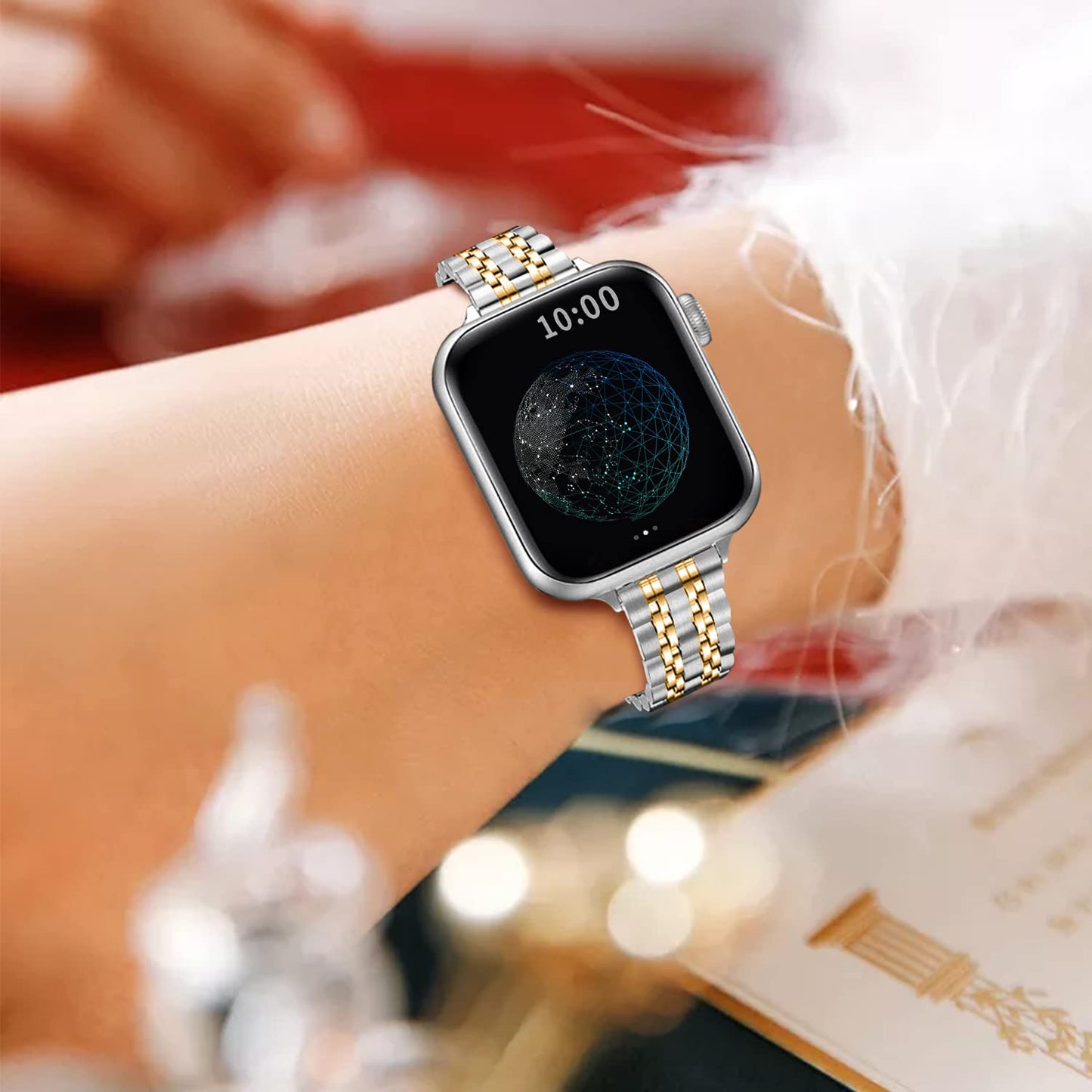 QUNDAXI Slim Watch Band Compatible with Apple Watch 41mm 45mm 42mm 44mm 40mm 38mm Metal Stainless Steel Watchband Suitable for iWatch 11/10/9/8/7/6/5/4/3/2/1/SE Series Women Luxury Strap