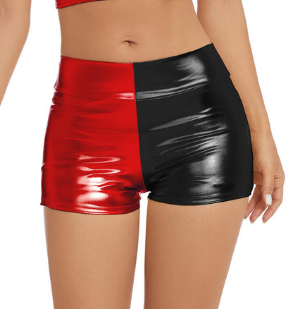 Women's Metallic Rave Booty Shorts Shiny High Waisted Bottoms for Dance Festival
