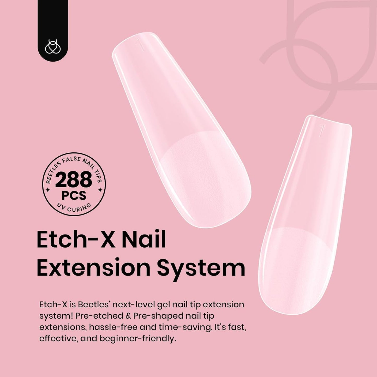 Beetles Soft Gel Nail Tips Short Almond 288pcs in 12 Sizes Etch-X