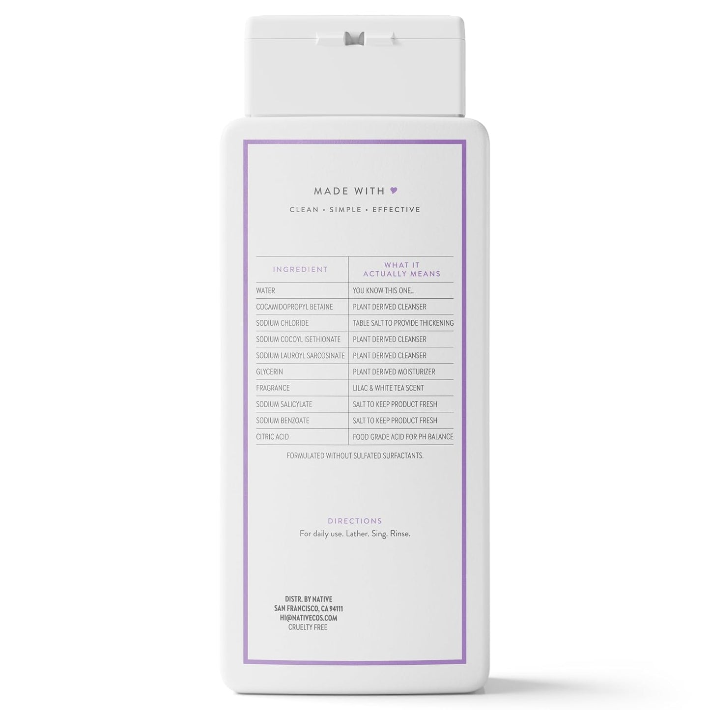 Native Clean Body Wash, Gentle & pH-balanced for Sensitive Skin, 24-Hr Freshness for Women & Men, Vegan & Cruelty-Free, Free of Sulfates, Parabens & Phthalates, Cashmere & Rain, 18 fl oz