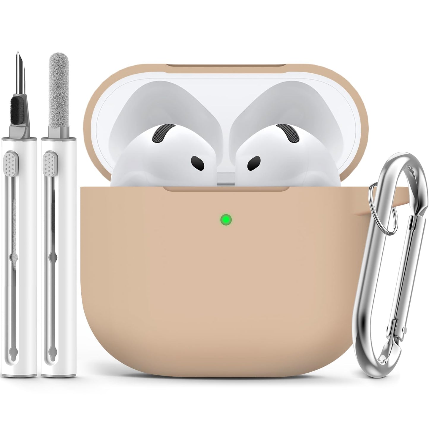 Ljusmicker for AirPods 4 Case 2024 with Cleaner Kit,Milk Tea