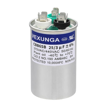 VEXUNGA 5uF 370/440VAC 50/60Hz CBB65 CBB65A Oval Run Start Capacitor 5 MFD 370V/440V Air Conditioner Capacitors for AC Unit Fan Motor Start or Pool Pump or Air Condenser Straight Cool