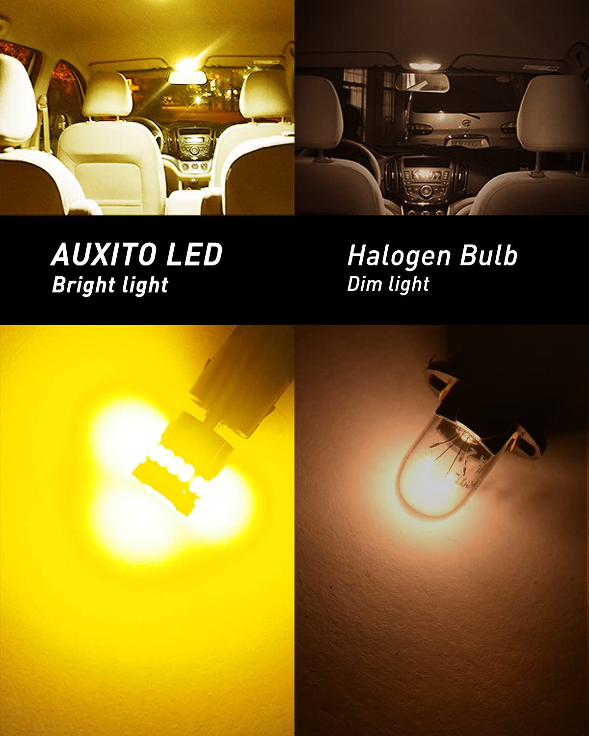 AUXITO 194 LED Bulbs for License Plate Light 168 175 2825 W5W T10 24-SMD 3014 Chipsets 6000K White for Car Dome Door Map Dash Courtesy Cargo License Plate Lights, Pack of 2