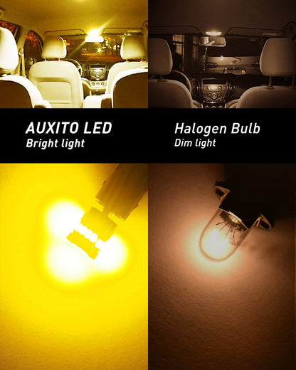 AUXITO 194 LED Bulbs for License Plate Light 168 175 2825 W5W T10 24-SMD 3014 Chipsets 6000K White for Car Dome Door Map Dash Courtesy Cargo License Plate Lights, Pack of 2