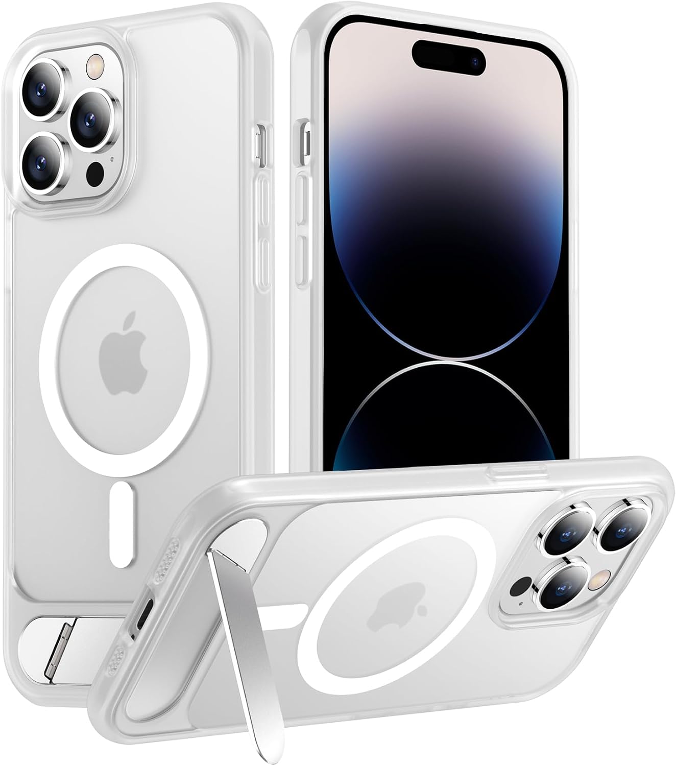 Magnetic Compatible with iPhone 14 Pro Max Case, [Built-in Invisible Kickstand][Compatible with MagSafe] [Military Grade Shockproof] Slim Translucent Matte Phone Case for iPhone 14 Pro Max 6.7"