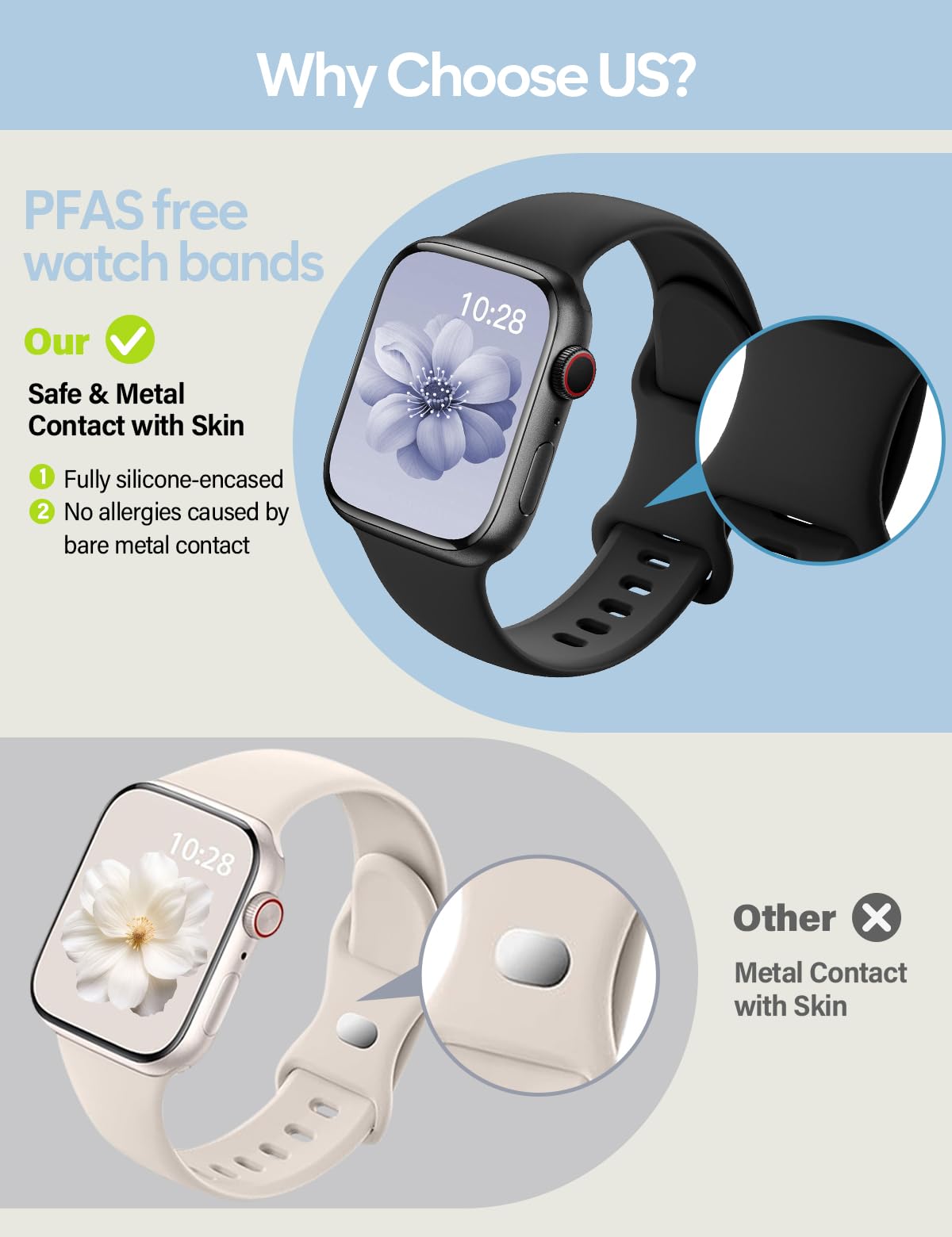 Sport Silicone Band Compatible with Apple Watch Bands 40mm 38mm 41mm 44mm 45mm 42mm 49mm Women Men,Soft Wristband Waterproof Replacement Sport Strap for iWatch Bands Series 9 8 7 6 5 4 3 2 1 SE Ultra