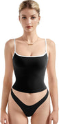 SUUKSESS Women Double Line Square Neck Tank Top Summer Y2K Going Out Basic Cami Shirt