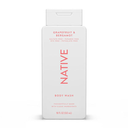Native Clean Body Wash, Gentle & pH-balanced for Sensitive Skin, 24-Hr Freshness for Women & Men, Vegan & Cruelty-Free, Free of Sulfates, Parabens & Phthalates, Cashmere & Rain, 18 fl oz