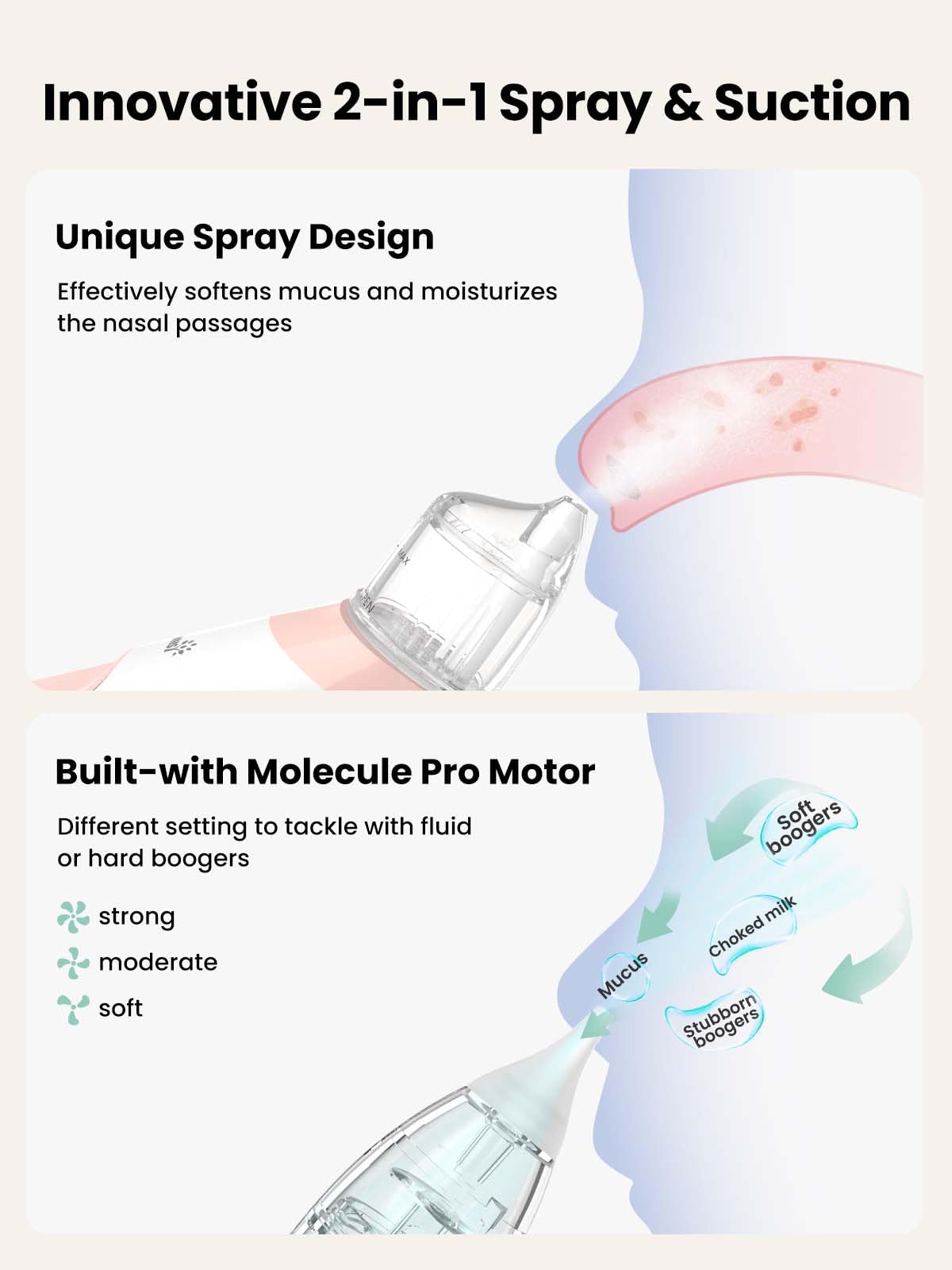 GROWNSY Nasal Aspirator for Baby, Electric Nose Sucker, Powerful Suction