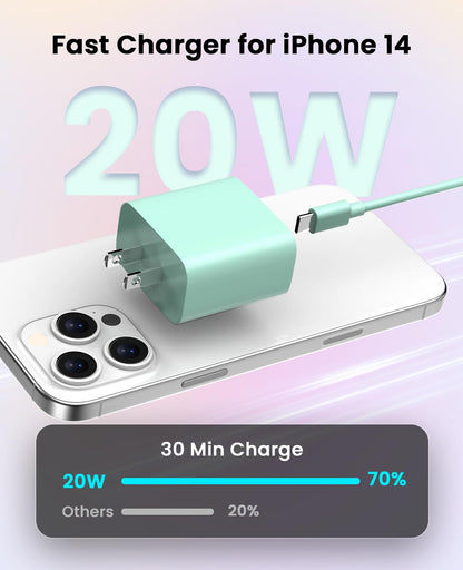 iPhone Charger Fast Charging, USB C Charger Block, 6FT/10FT Lightning Cable