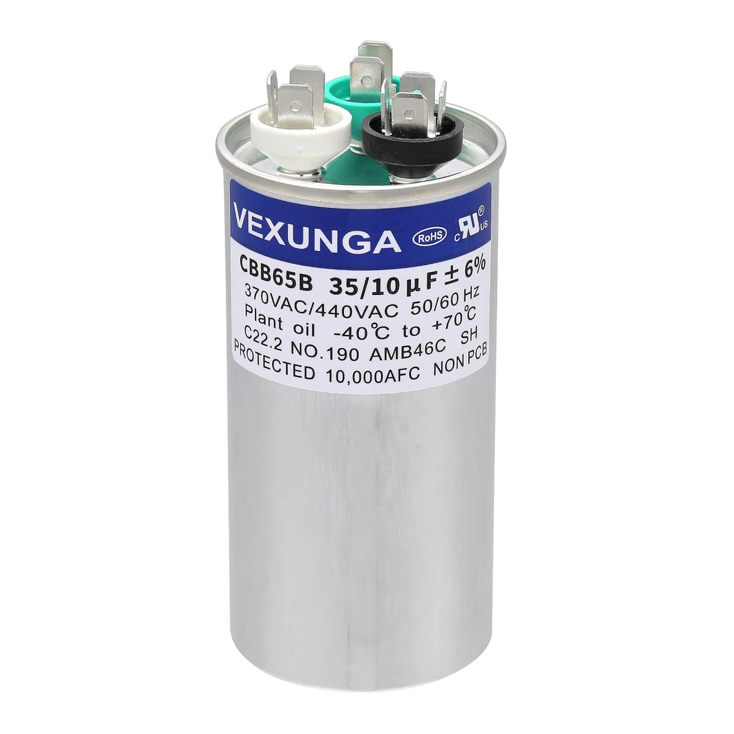 VEXUNGA 5uF 370/440VAC 50/60Hz CBB65 CBB65A Oval Run Start Capacitor 5 MFD 370V/440V Air Conditioner Capacitors for AC Unit Fan Motor Start or Pool Pump or Air Condenser Straight Cool