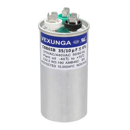 VEXUNGA 5uF 370/440VAC 50/60Hz CBB65 CBB65A Oval Run Start Capacitor 5 MFD 370V/440V Air Conditioner Capacitors for AC Unit Fan Motor Start or Pool Pump or Air Condenser Straight Cool