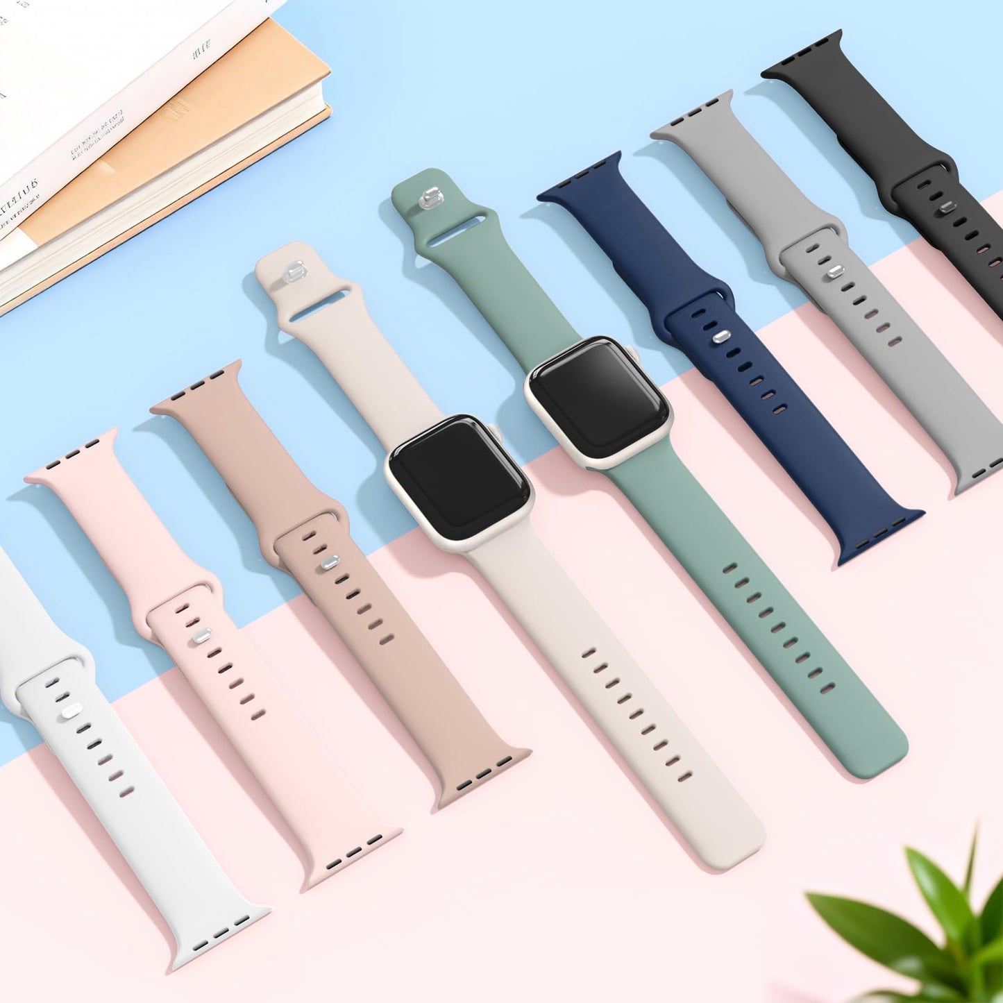 10 Pack Silicone Sport Bands Compatible with Apple Watch Band Women Men