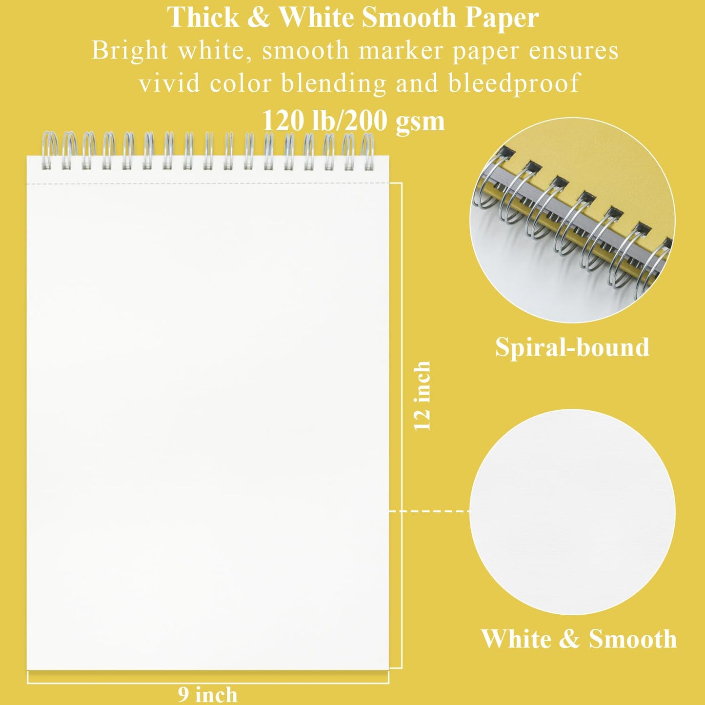 Fuxi 9" x 12" Sketch Book_Top Spiral Bound Sketchbook_100Sheets 68lb/100gsm