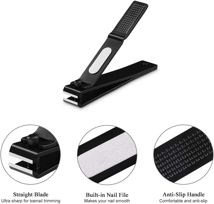 HAWATOUR Nail Clippers Set with Visibly Tin Case, Black