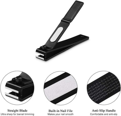 HAWATOUR Nail Clippers Set with Visibly Tin Case, Black
