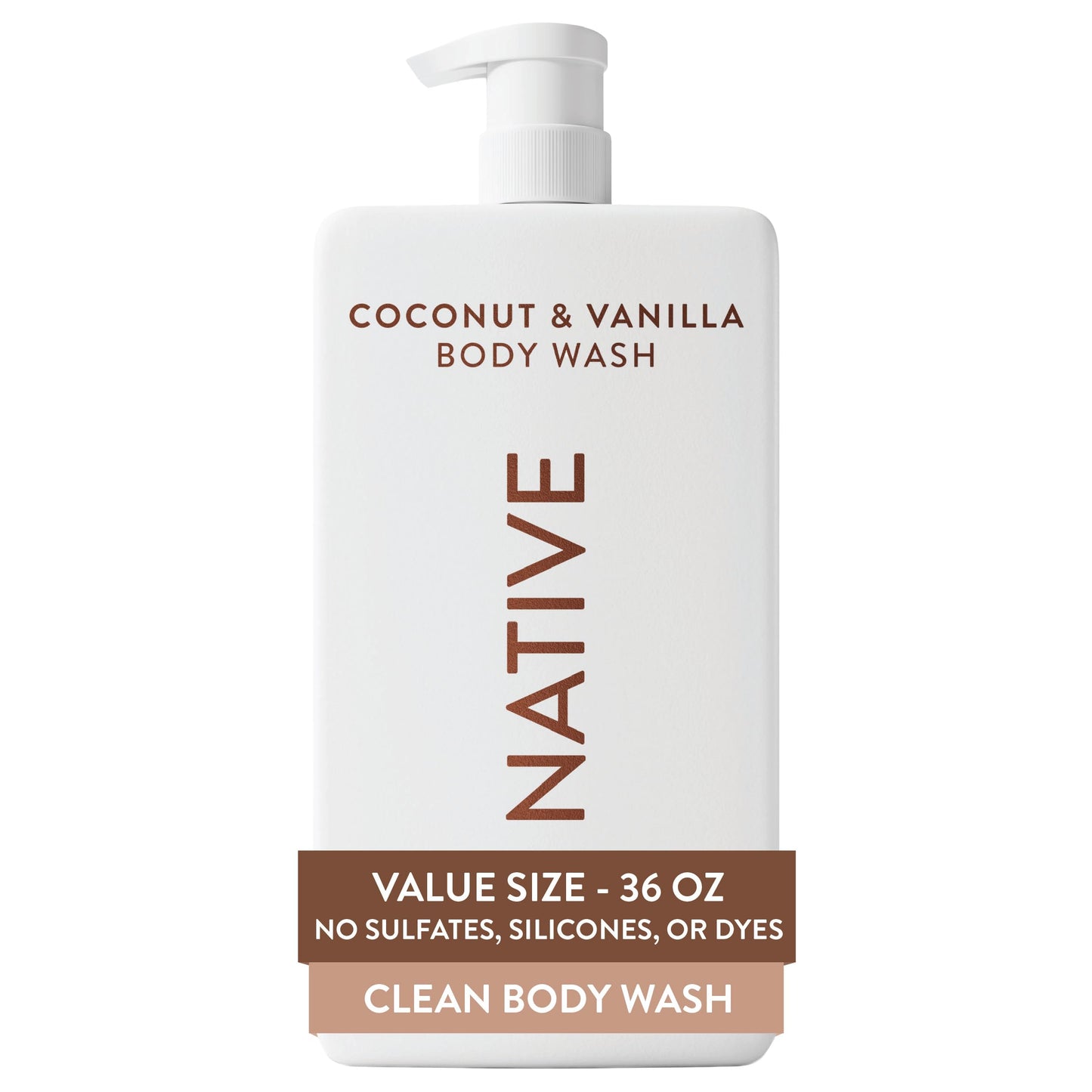 Native Clean Body Wash, Gentle & pH-balanced for Sensitive Skin, 24-Hr Freshness for Women & Men, Vegan & Cruelty-Free, Free of Sulfates, Parabens & Phthalates, Sandalwood & Shea Butter, 36 oz