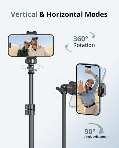 SENSYNE 72" Phone Tripod, Extendable Cell Phone Tripod Stand, Selfie Stick with Wireless Remote and Phone Holder, Compatible with iPhone Android Phone, Camera